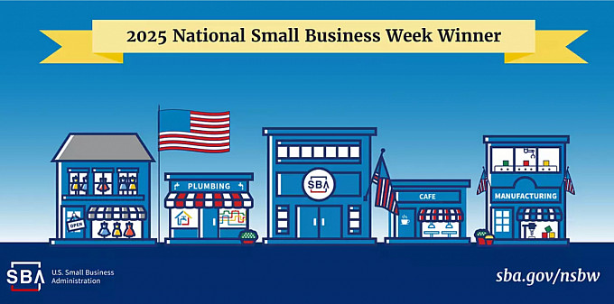 Small Business Week Winner Photo of five business buildings from the front