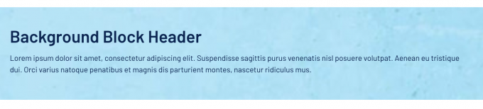 screenshot of the Background Block content layout