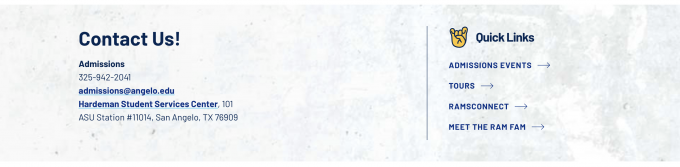 screenshot of the Quick Links Block content layout