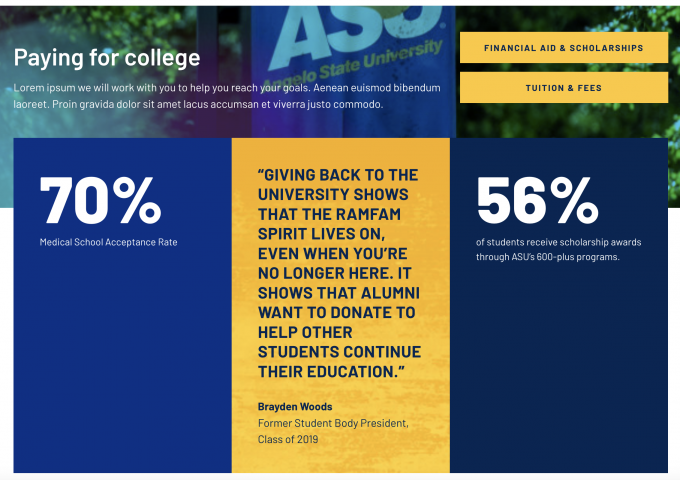 Screenshot of the Stats Background Block content layout