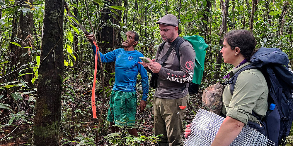 Angelo State biology professor Edson Abreu and student setting trips in Amazon Forest with a native guide