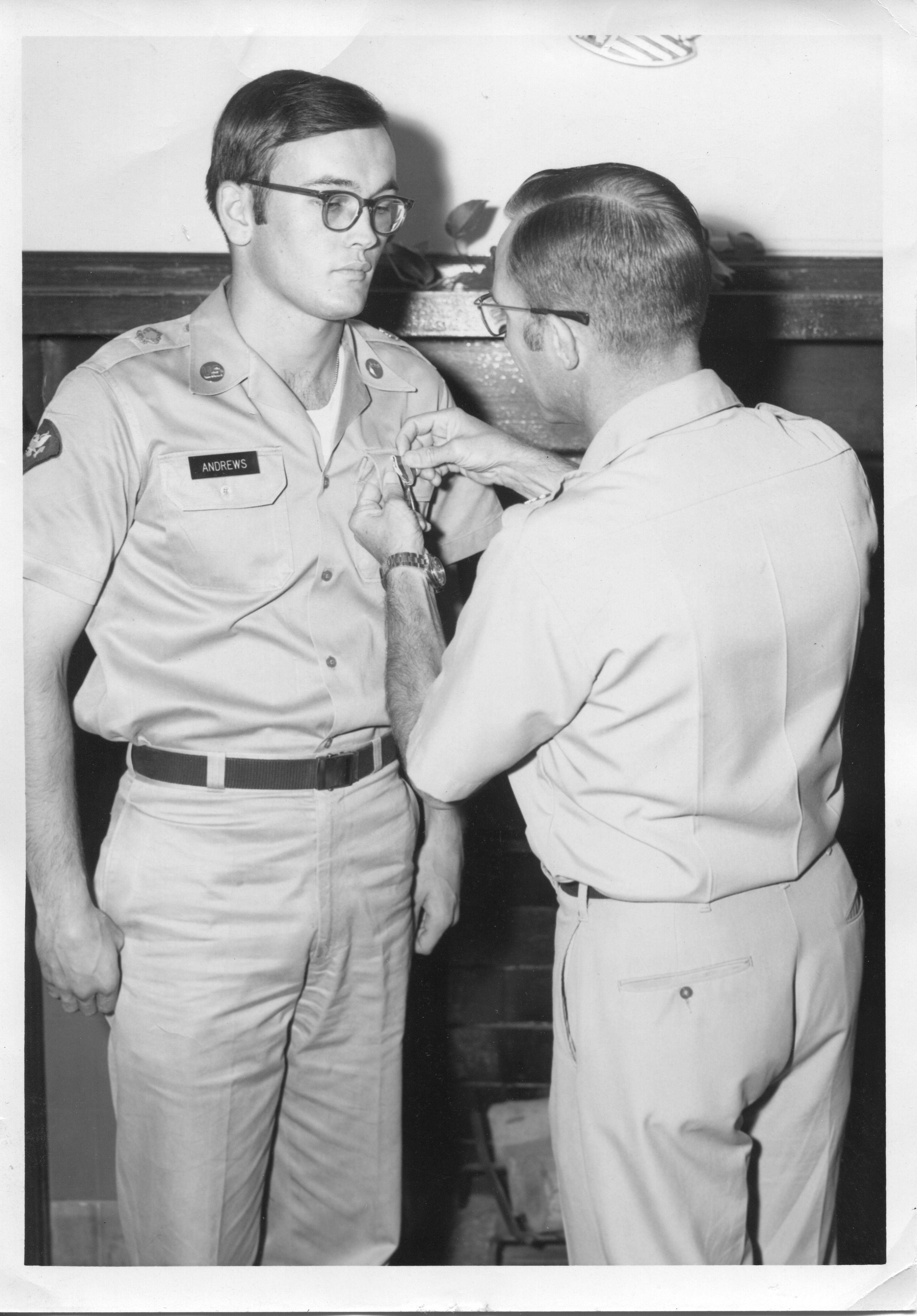 Andrews Receiving the Army Commendation Medal from LTC Layman - Sept 1971