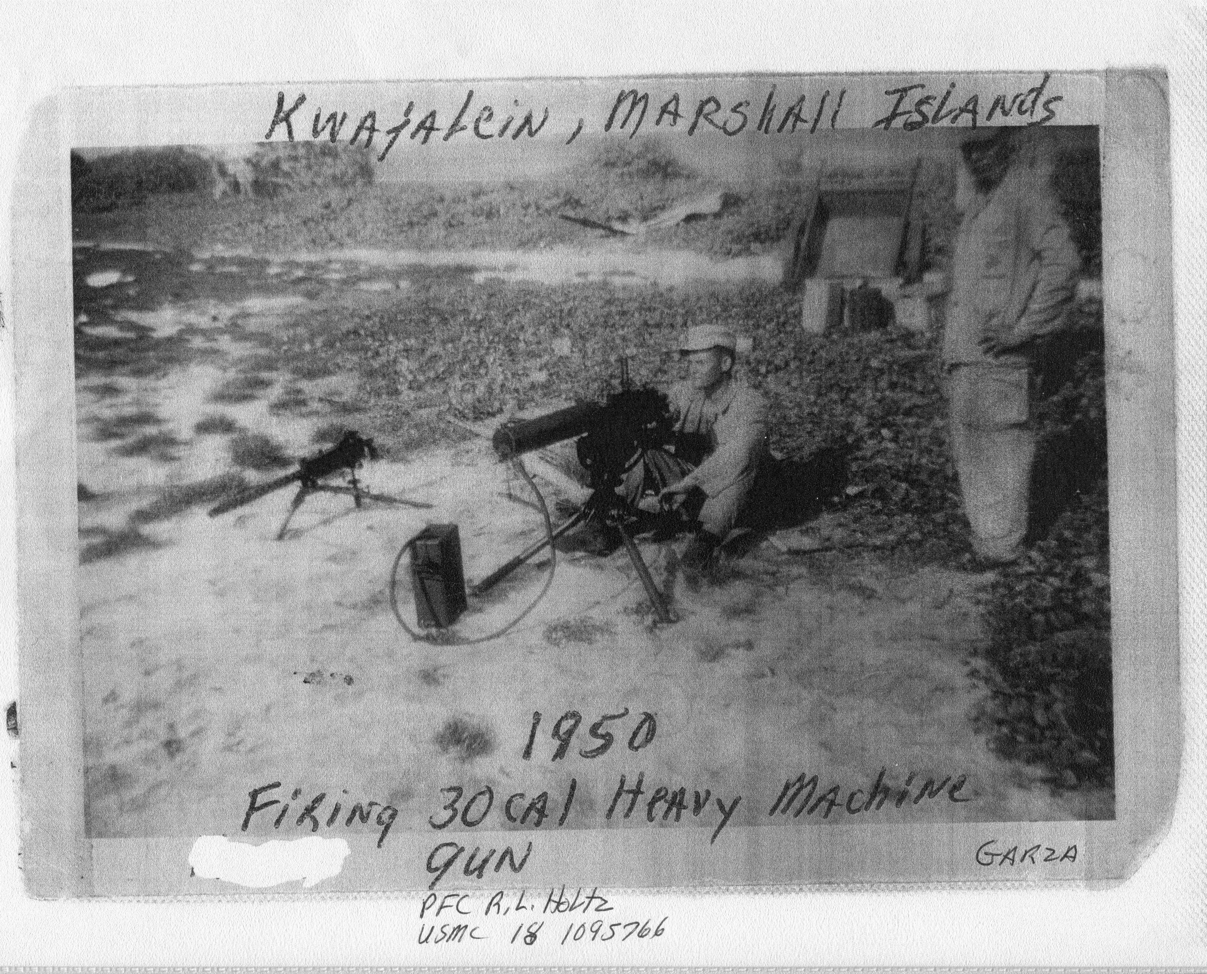 Photo of a heavy machine gun taken in the Marshall Islands 1950