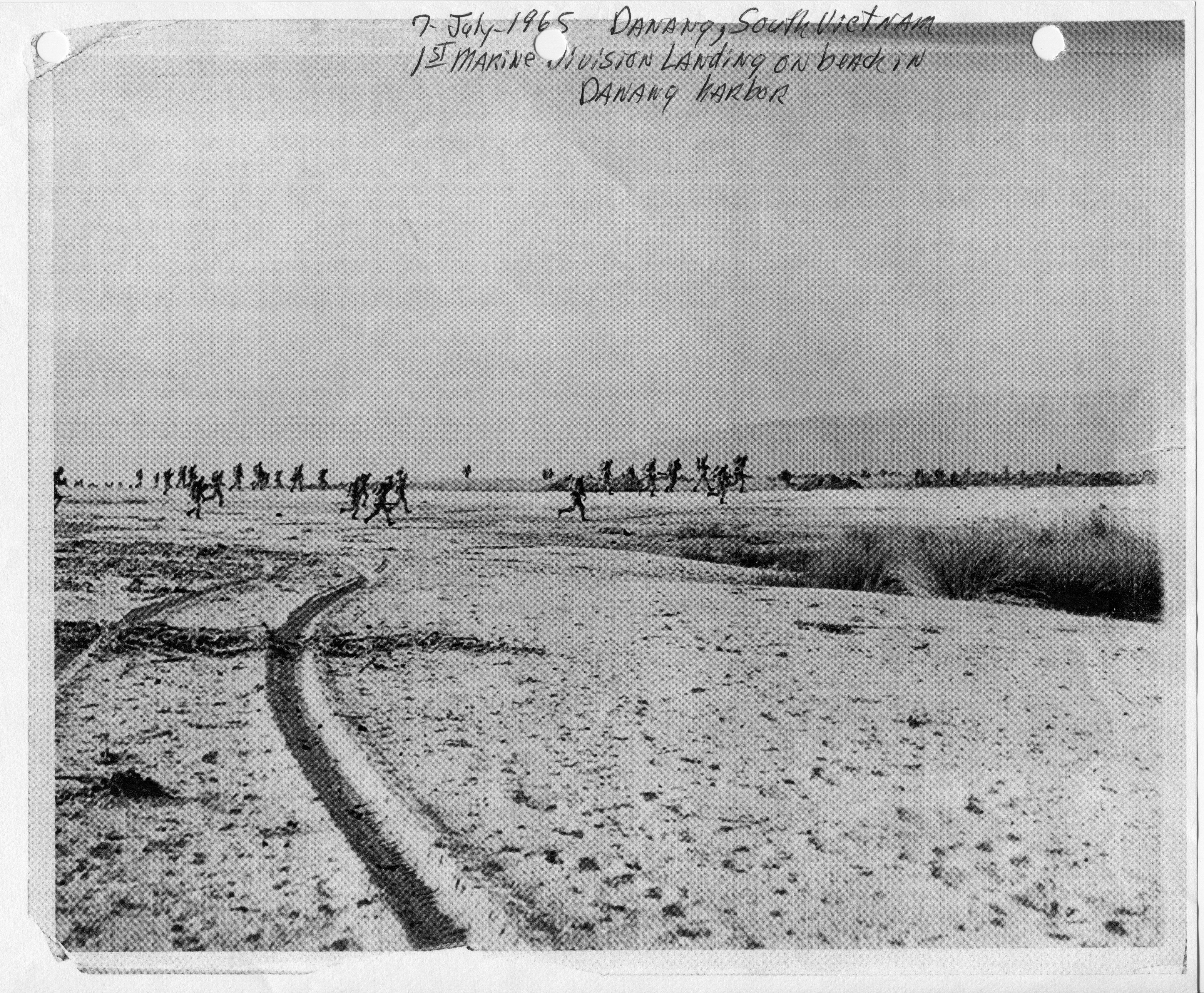 Photo of the Company landing in Danang, South Vietnam. Taken 1965.