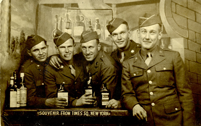 Souvenir photo of George Ricks and friends in Times Square, New York