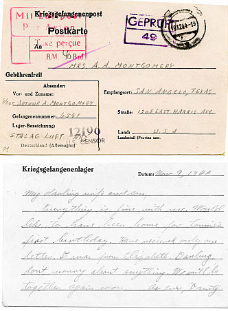 Postcard from Arthur to Bernice, November 11, 1944