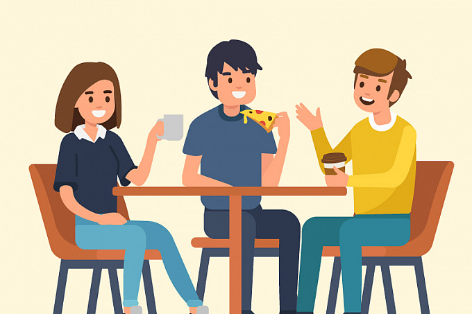 friends sitting around a table