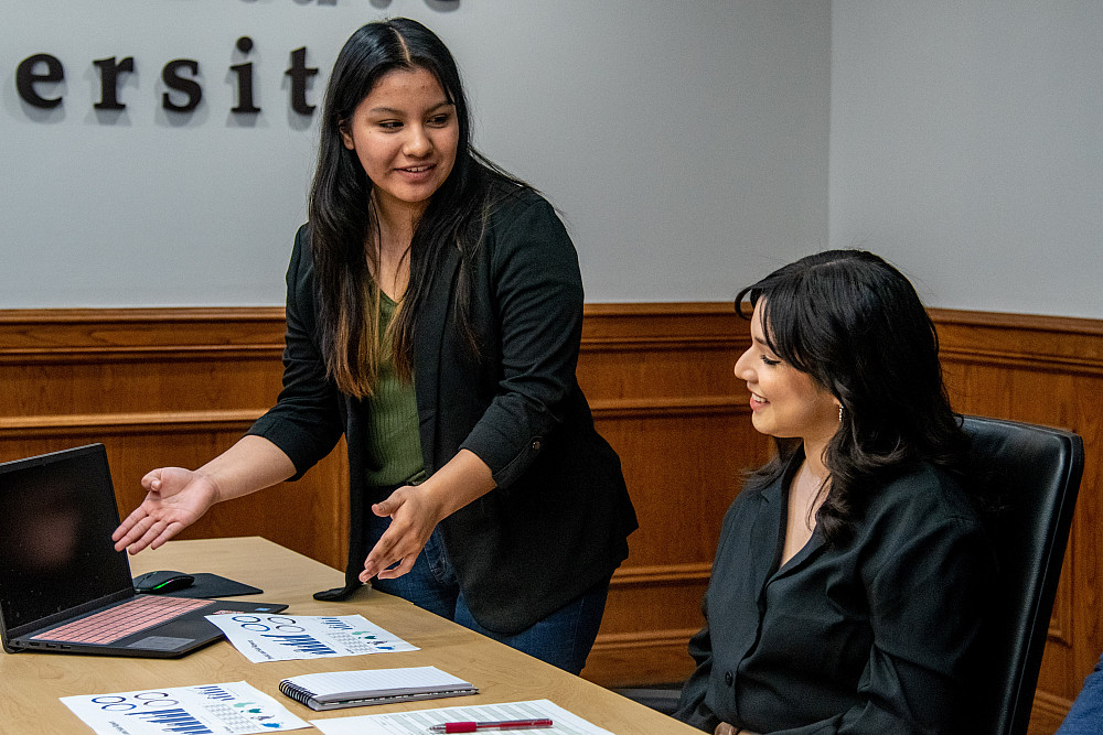 Business 8381 Students working together in a conference room