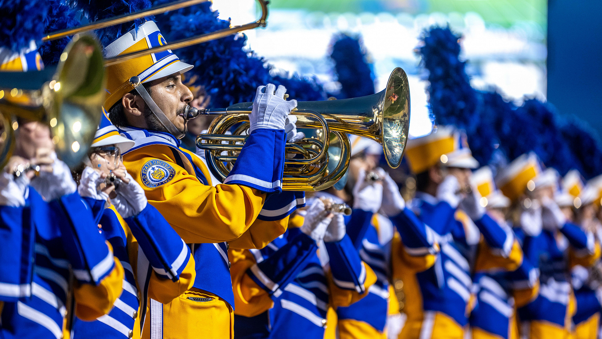 Band members playing their instruments