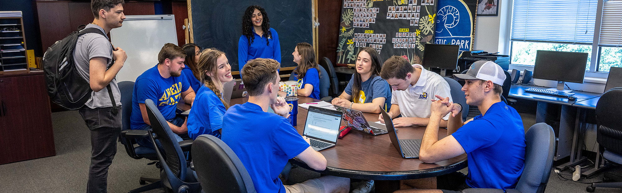 A group of ASU honors students studying together in the honors lounge.