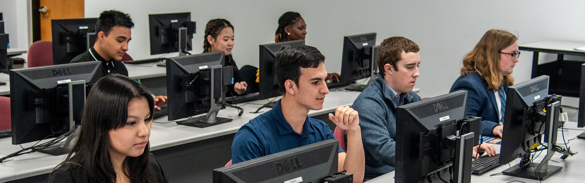 Students working in a computer lab