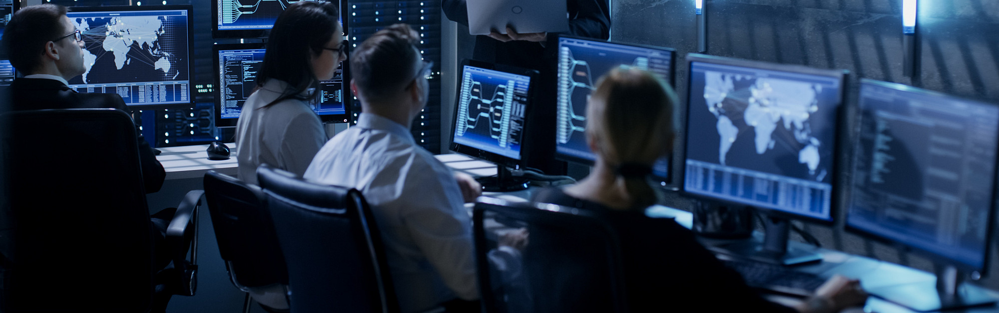 People working in a security center