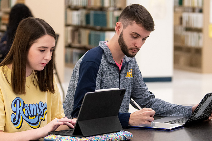 Students working in the Porter Henderson Library
