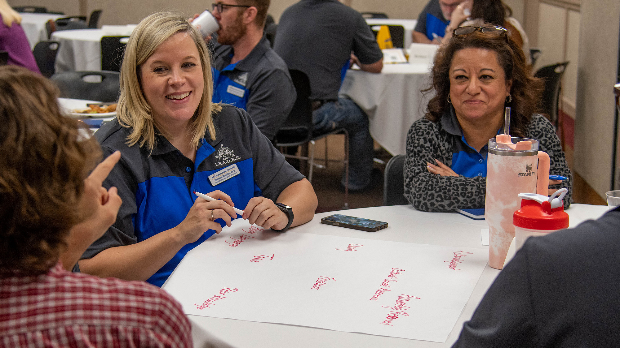 Angelo State faculty and staff doing a leadership activity during a training